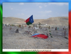 Free Balochistan flag is waving at the Martyred leader of BNM Rasool Baksh Mengal grave in Khuzdar